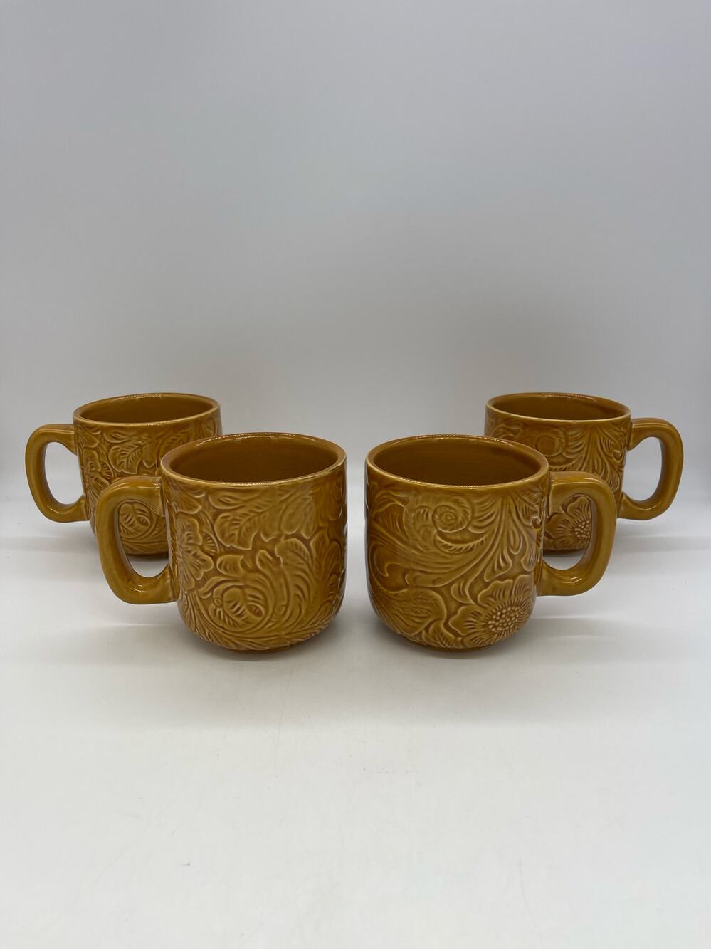 HiEnd Accents Handcrafted Stoneware Coffee Mugs Brown Set of 4